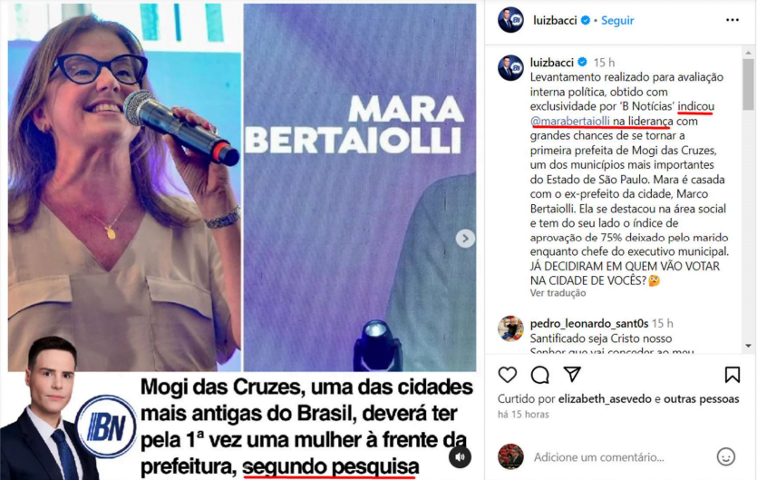 Justiça multa Luiz Bacci em R$ 106 mil por postagem sobre eleições de Mogi