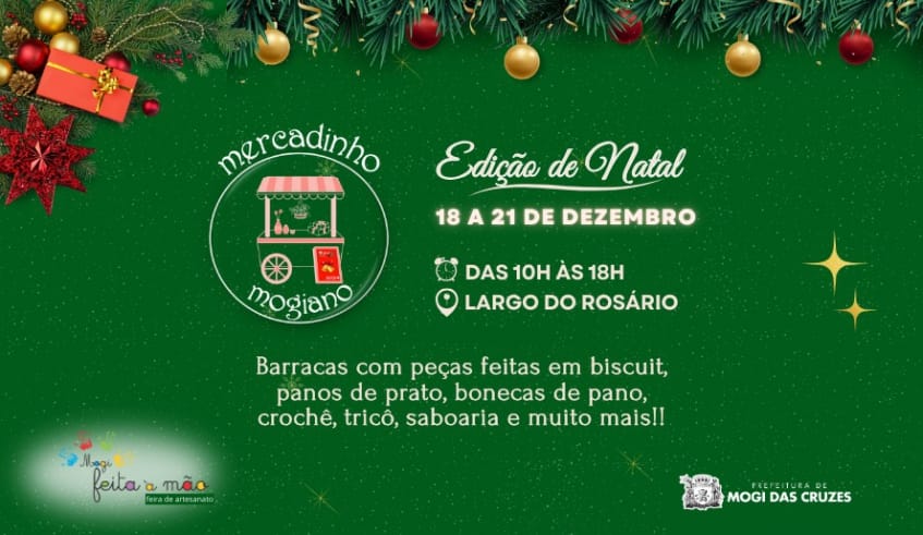 Mercadinho Mogiano celebra o Natal 2024 no Largo do Rosário nesta semana