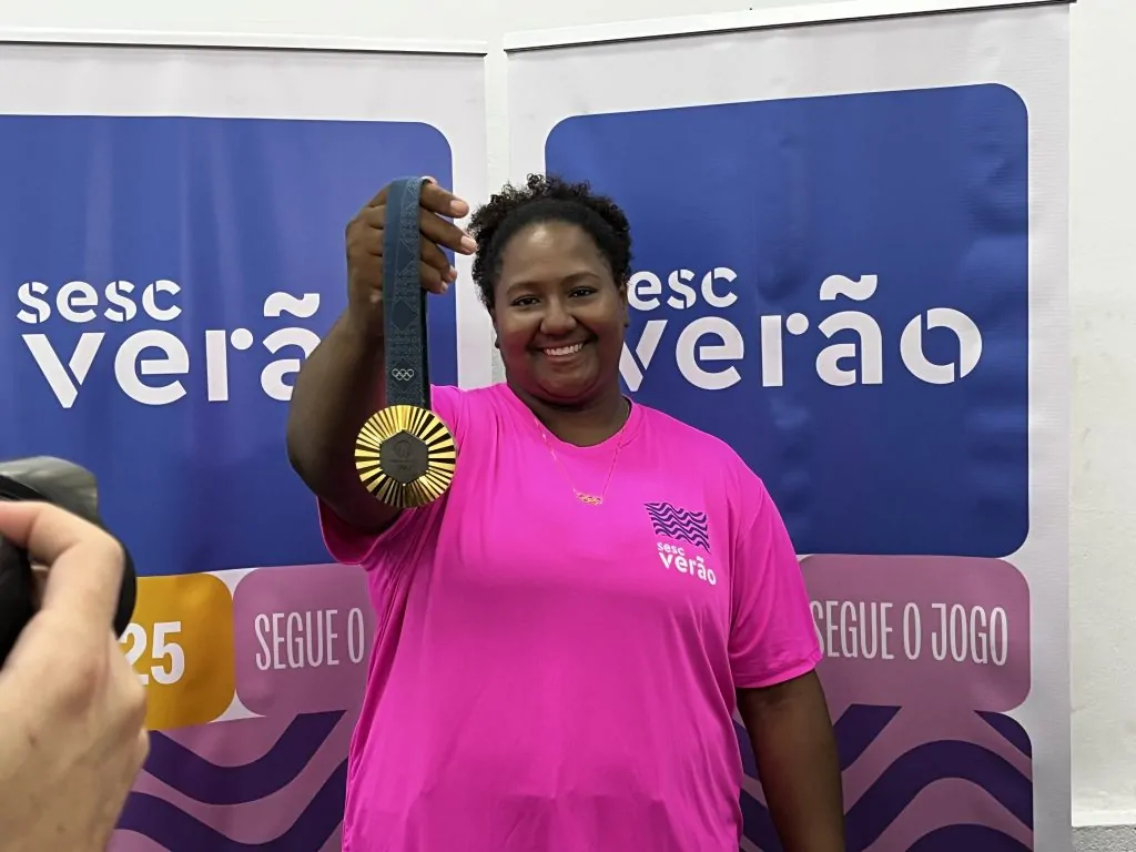 Beatriz Souza durante a entrevista coletiva | Vitor Gianluca.