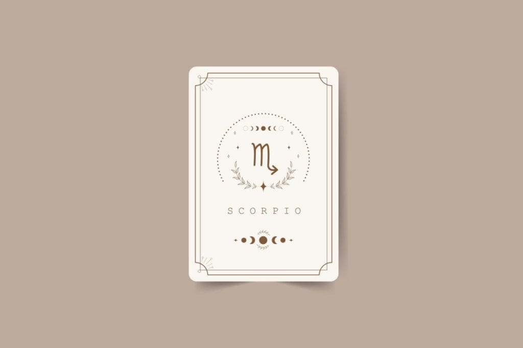 Ilustração do signo de escorpião em uma carta de tarot