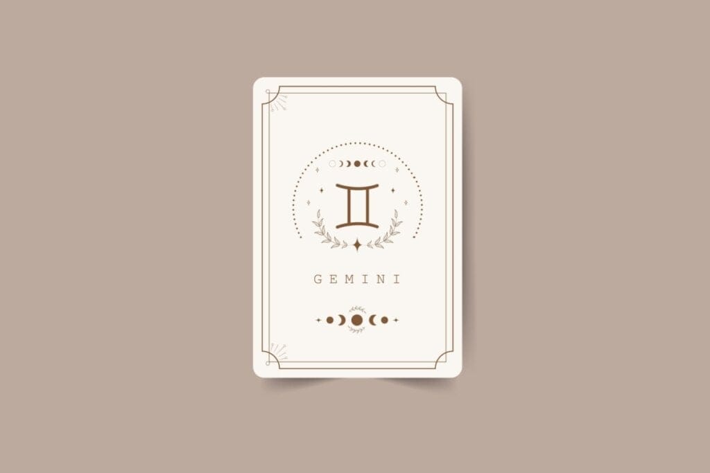 Ilustração do signo de gêmeos em uma carta de tarot