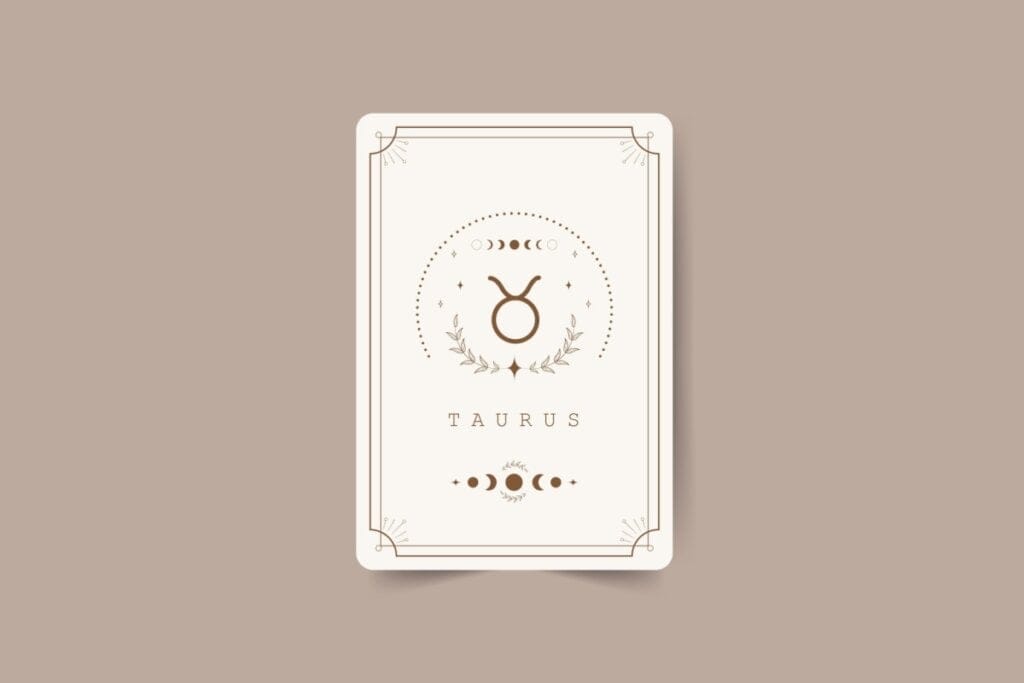 Ilustração do signo de touro em uma carta de tarot