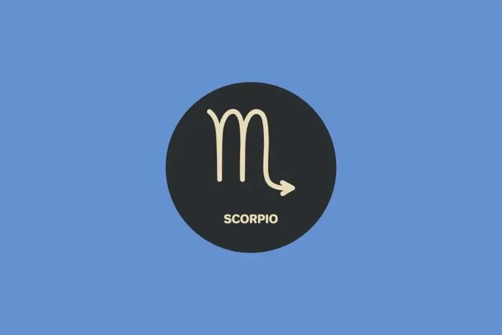 Ilustração do signo de Escorpião em um círculo sobre um fundo azul
