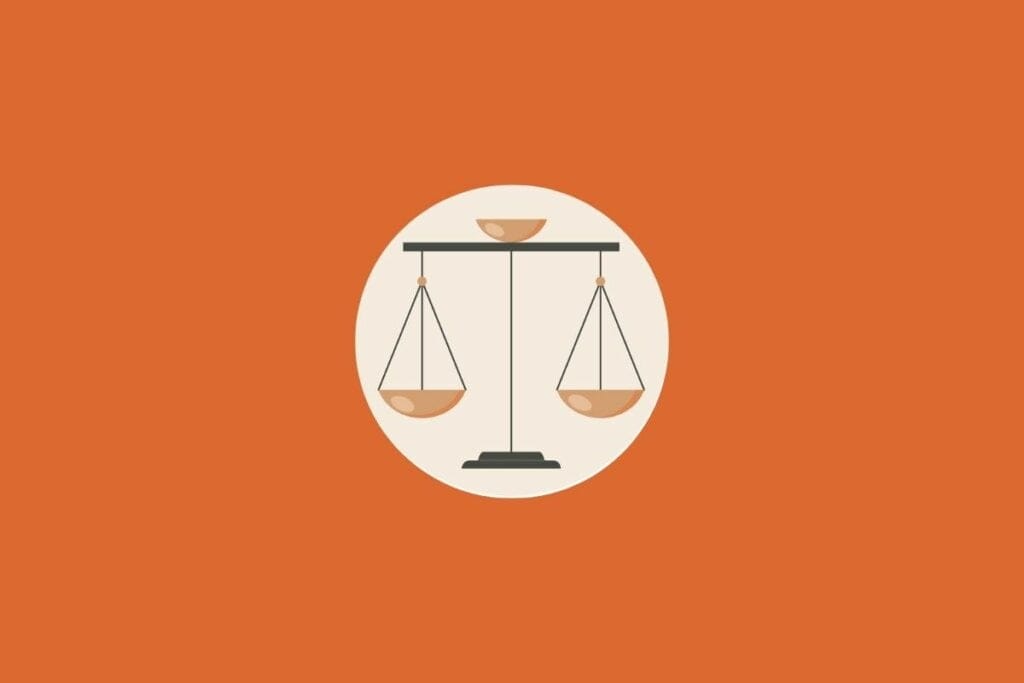 Ilustração de uma balança em um fundo laranja