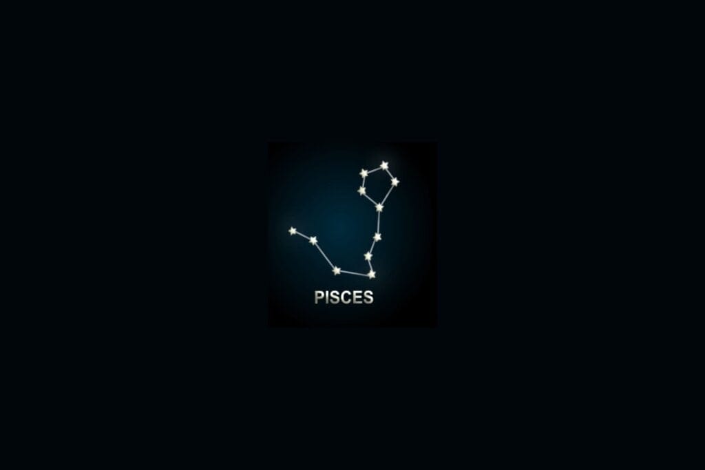 ilustração da constelação do signo de peixes com estrelas em fundo preto