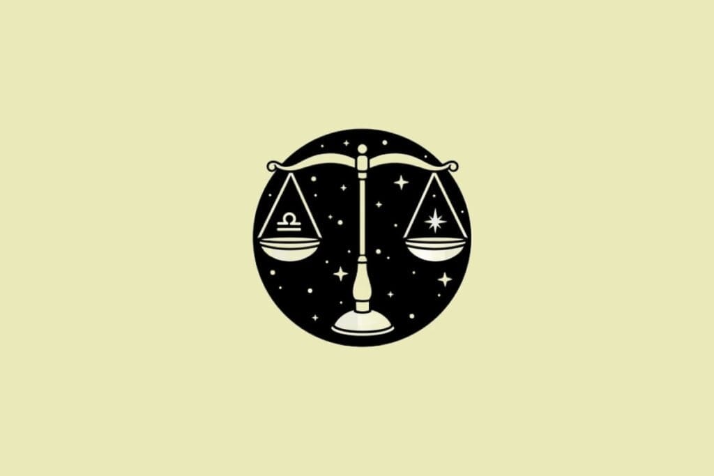 Ilustração do signo de Libra em um fundo creme