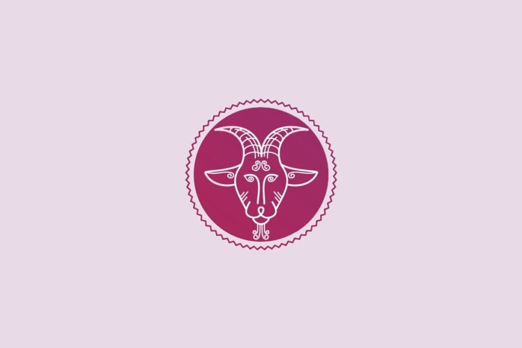 Ilustração do signo de capricórnio em um fundo roxo-claro