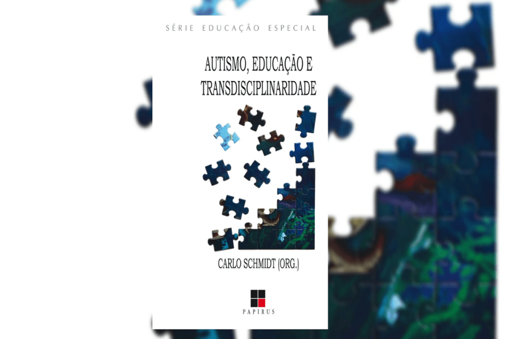 Capa de livro branca com título e nome do autor e peças de quebra-cabeça coloridas espalhadas na capa