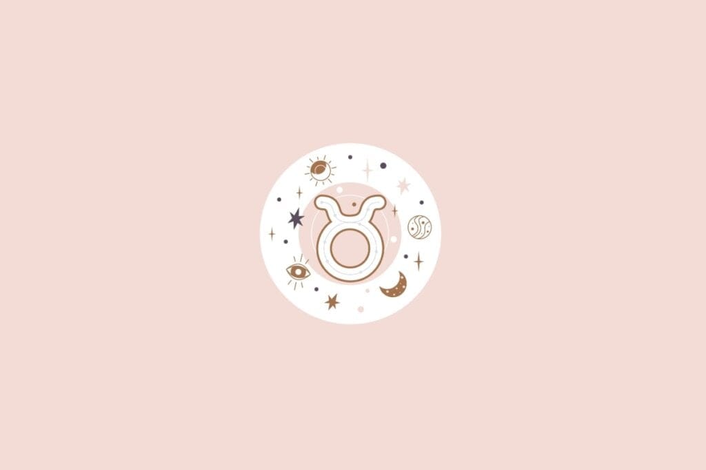 Ilustração do signo de Touro em um fundo rosa