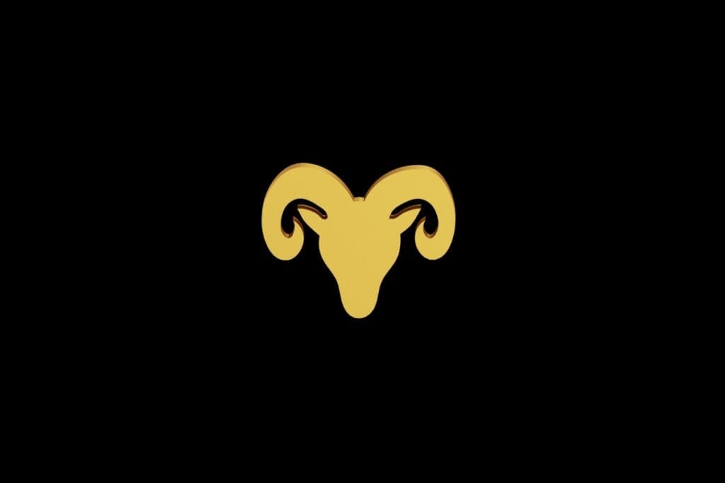 Ilustração do signo de Áries em um fundo preto