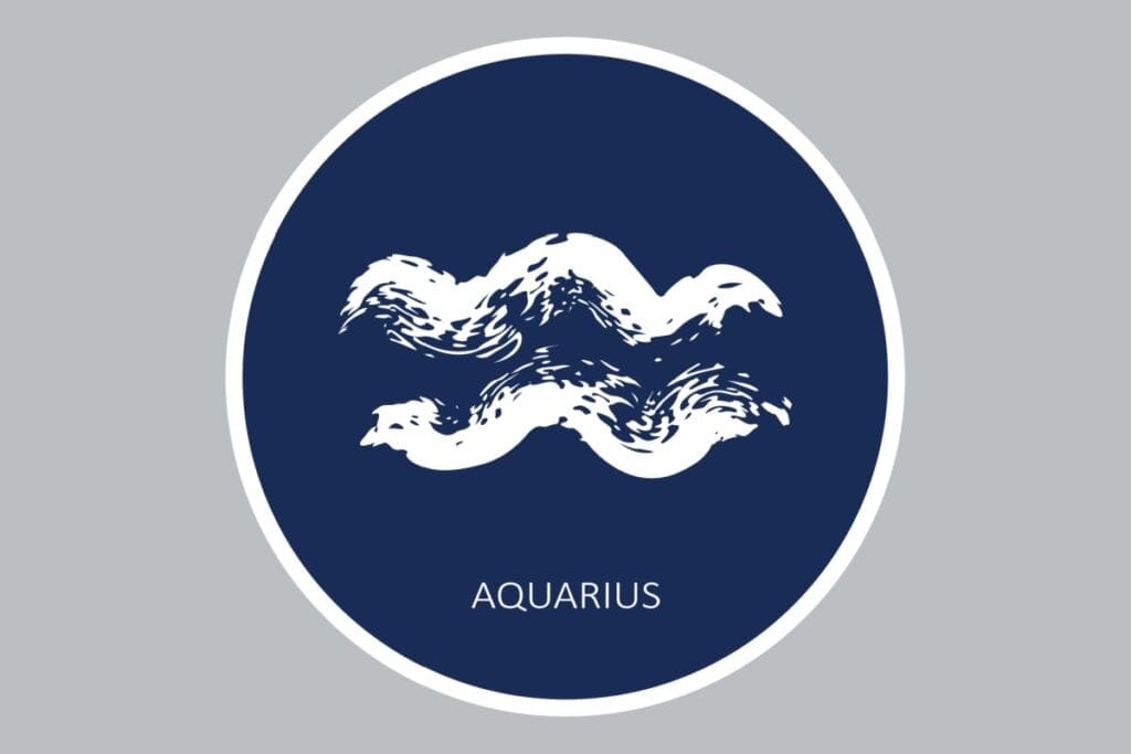 Ilustração do signo de Aquário em um fundo azul
