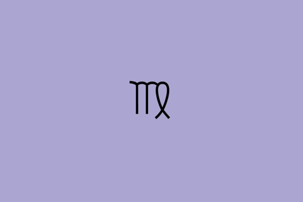 Ilustração do signo de virgem em um fundo roxo