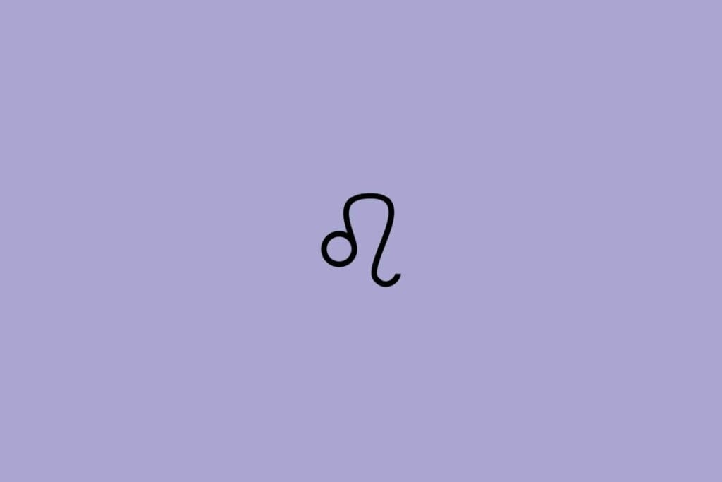 Ilustração do signo de leão em um fundo roxo