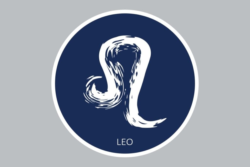 Ilustração do signo de Leão em um fundo azul