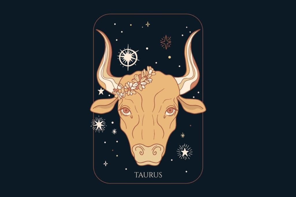 Ilustração do signo de Touro em um fundo azul
