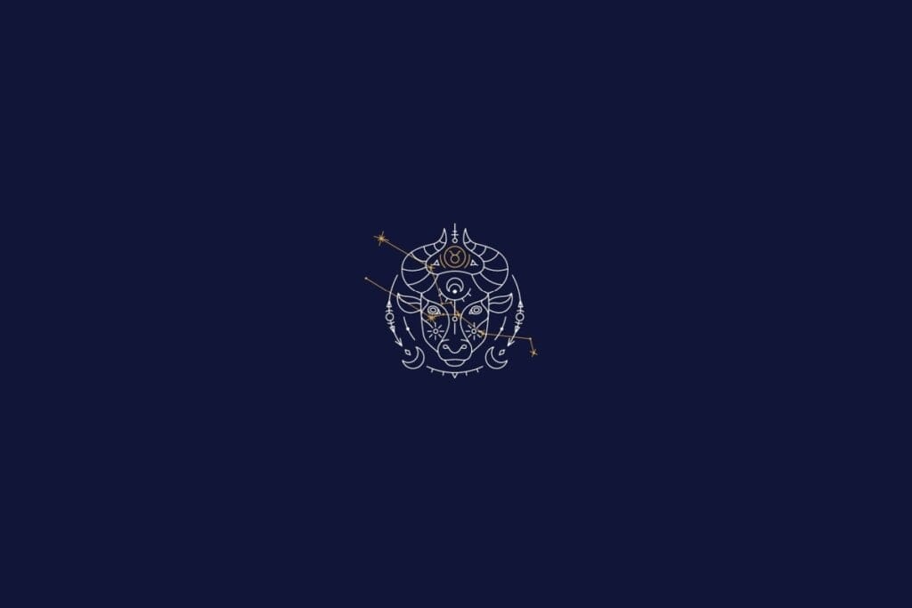Ilustração do signo de touro em um fundo azul-escuro