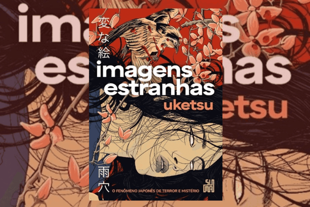 Capa de livro com título e nome do autor, com ilustração de uma mulher com cabelos longos e olhos brancos e uma floresta atrás com um pássaro em uma árvore