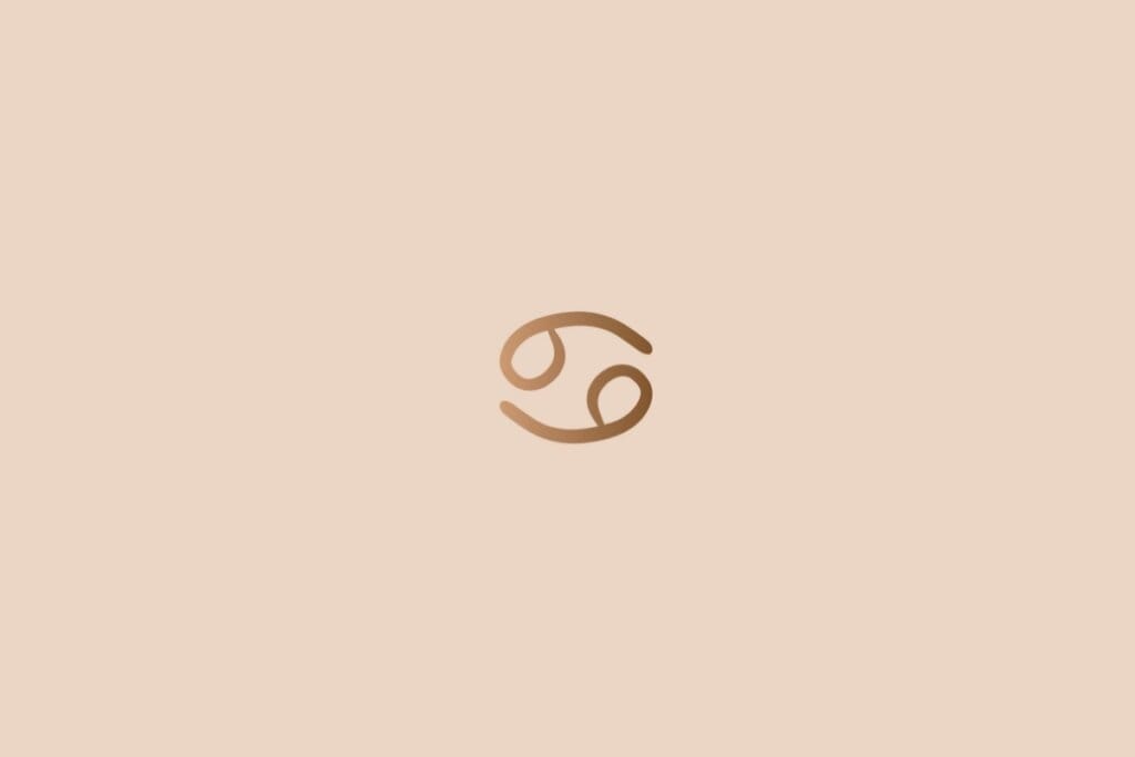 Ilustração do signo de câncer na cor marrom em um fundo bege-claro