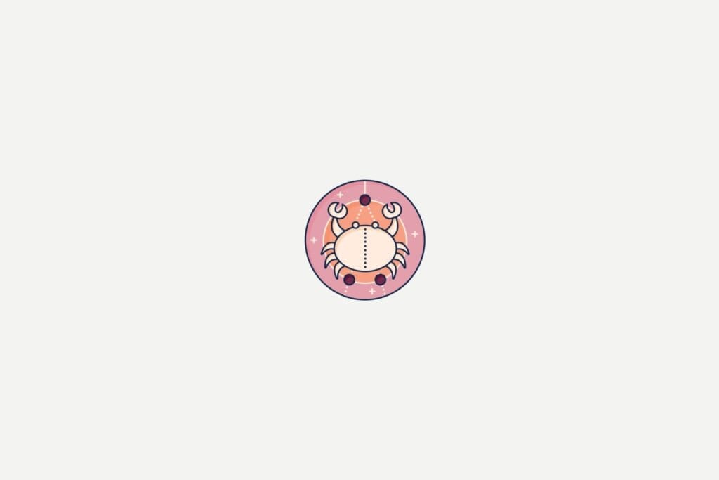 Ilustração do signo de Câncer dentro de um círculo rosa