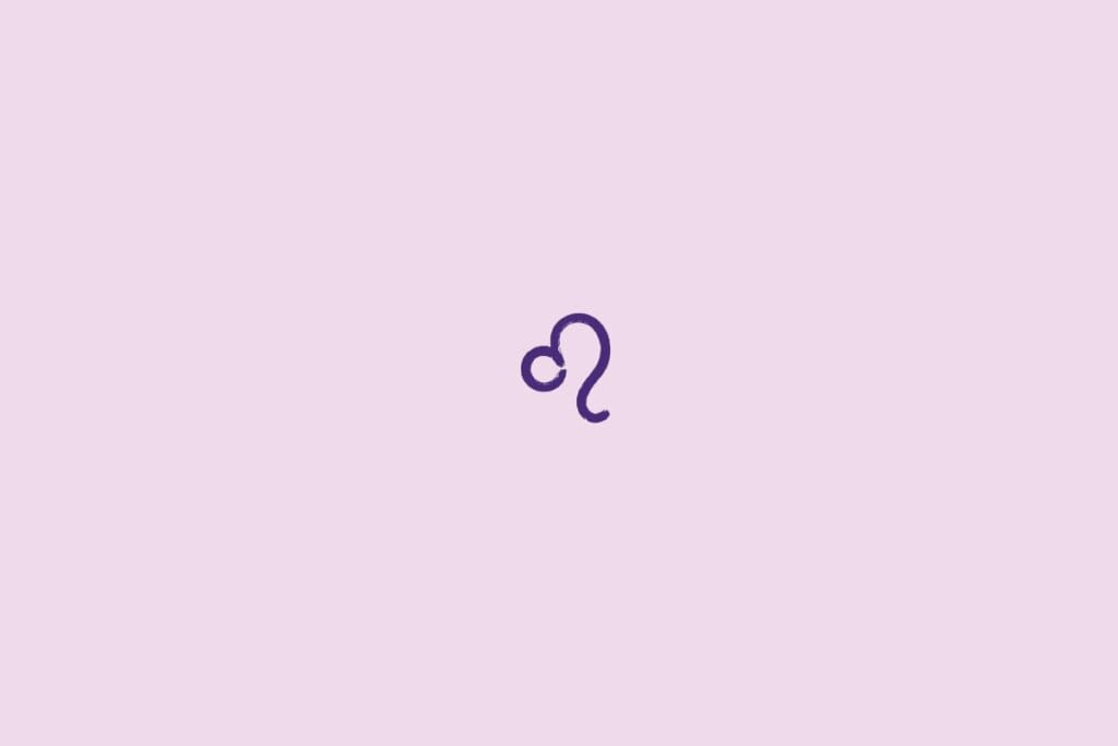 Ilustração do signo de leão em um fundo roxo