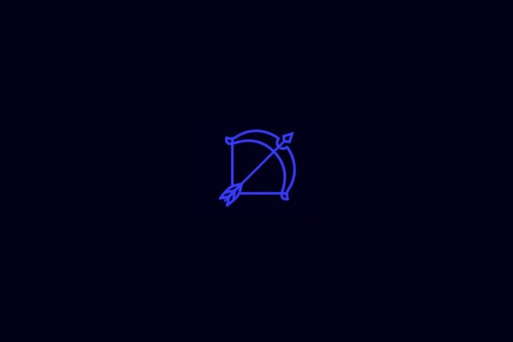 Ilustração do signo de Sagitário em um fundo azul