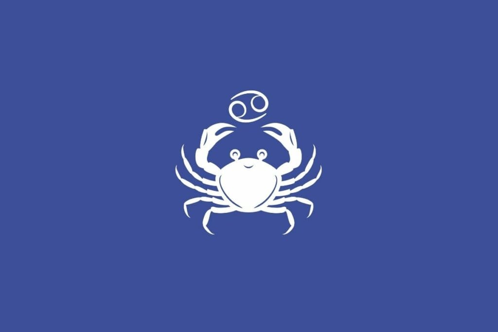 Ilustração do signo de Câncer em um fundo azul-escuro