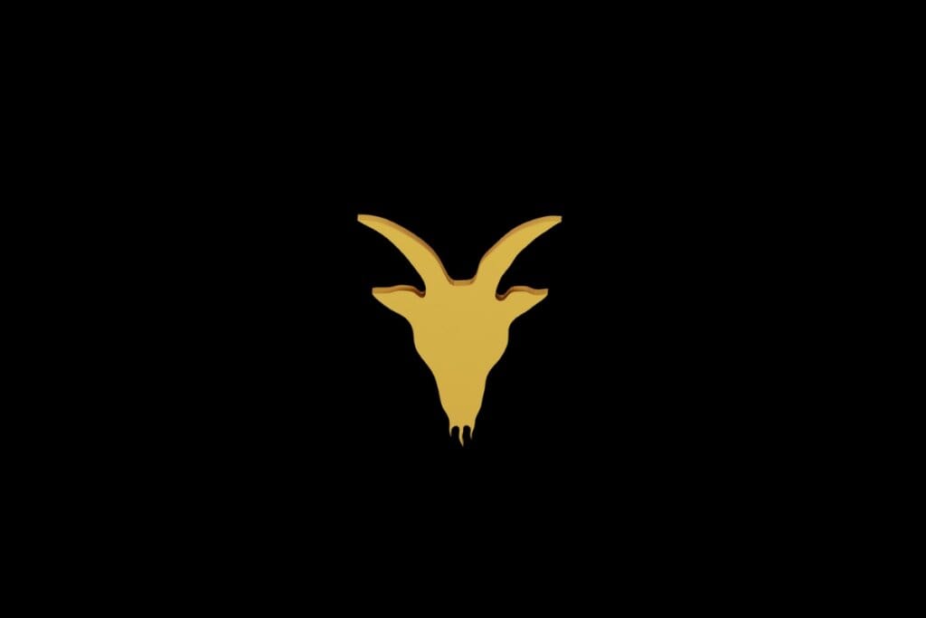 Ilustração do signo de Capricórnio em dourado sobre um fundo preto