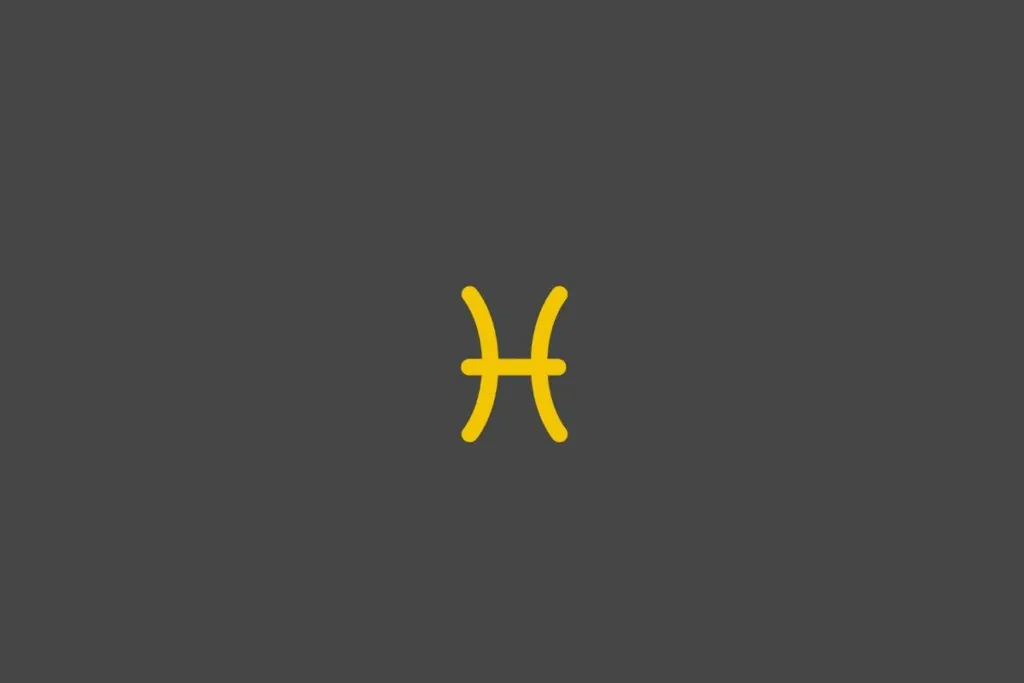 Ilustração do signo de peixes em amarelo em um fundo cinza