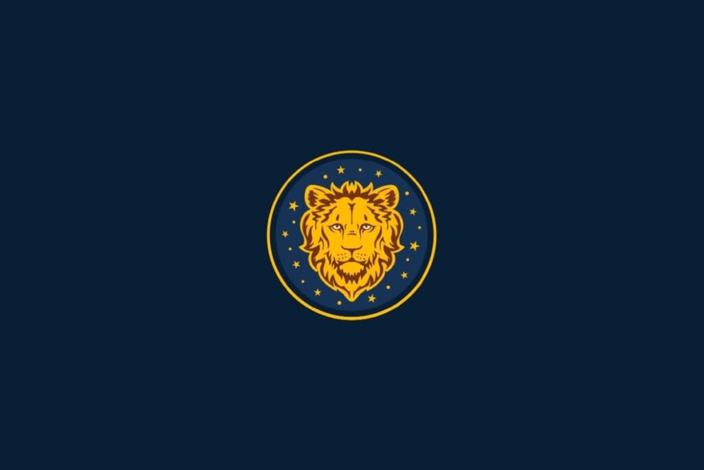 Ilustração do signo de Leão em um fundo azul
