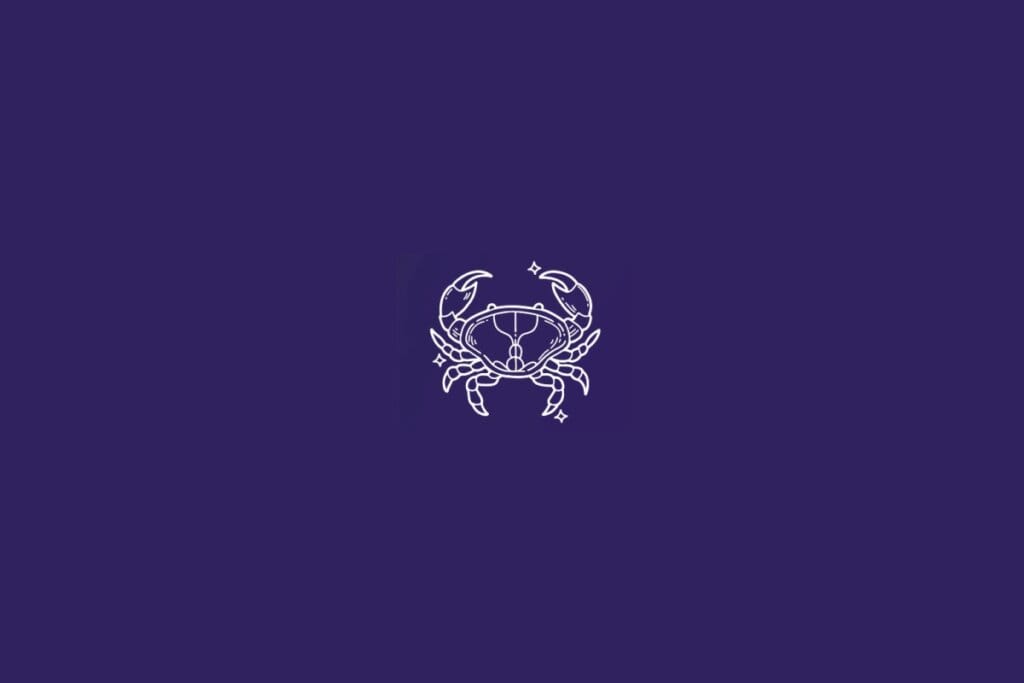 Ilustração do signo de Câncer em um fundo roxo