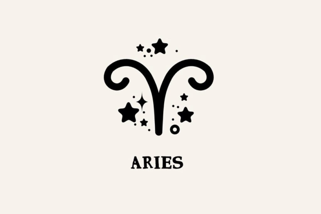 Ilustração com estrelas do signo de Áries em um fundo bege