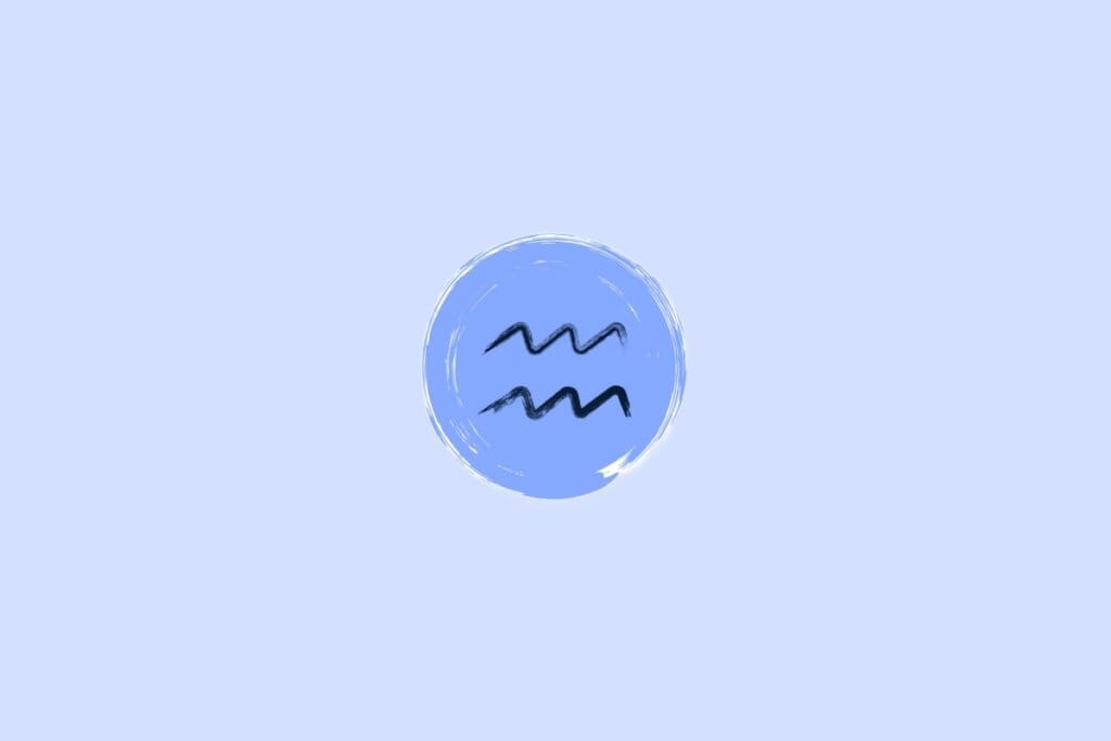 Ilustração do signo de aquário em um fundo azul-claro