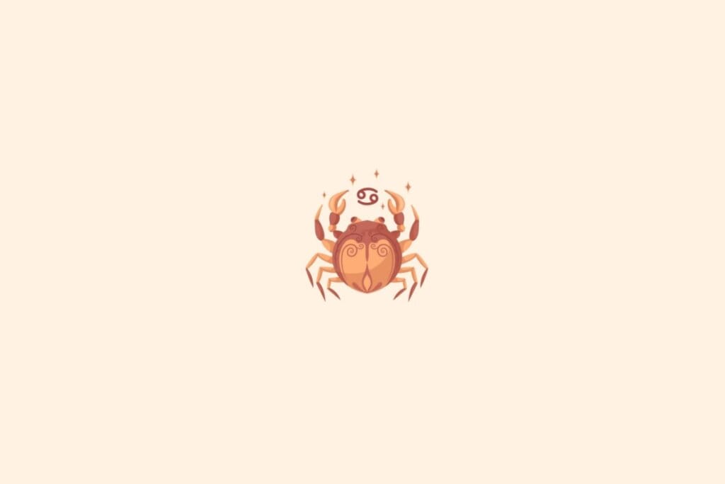 Ilustração do signo de câncer com estrelas em um fundo bege