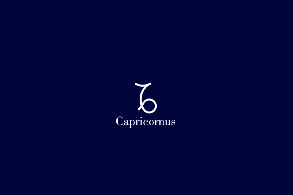Ilustração do signo de capricórnio em um fundo azul-escuro