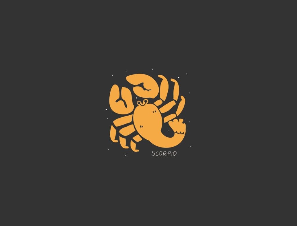 Ilustração do signo de escorpião em um fundo preto