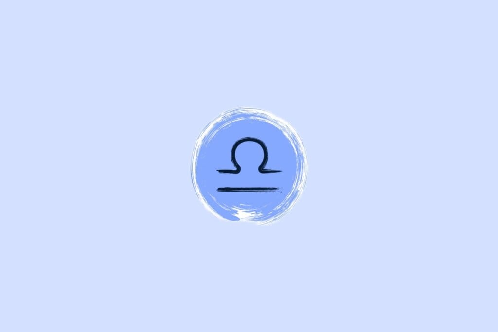 Ilustração do signo de libra em um fundo azul-claro