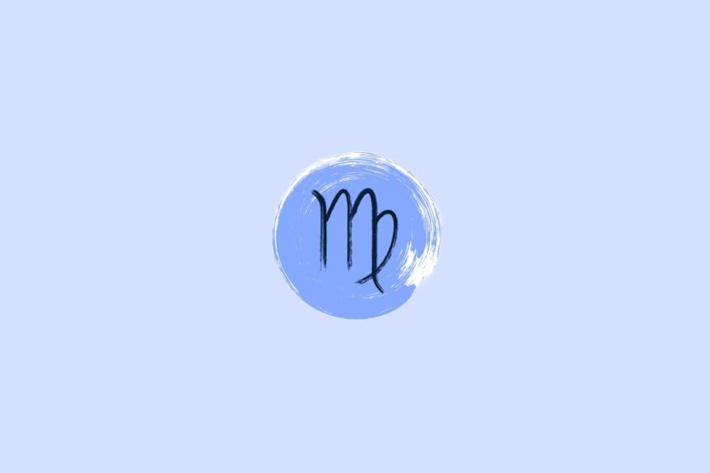 Ilustração do signo de virgem em um fundo azul-claro