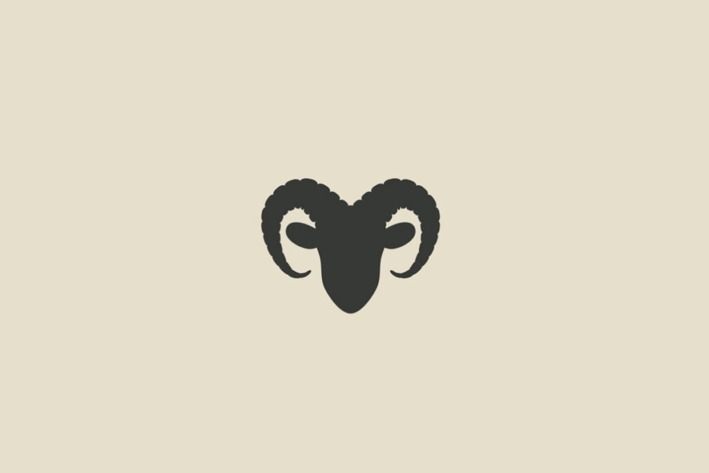Ilustração do signo de Áries em um fundo creme