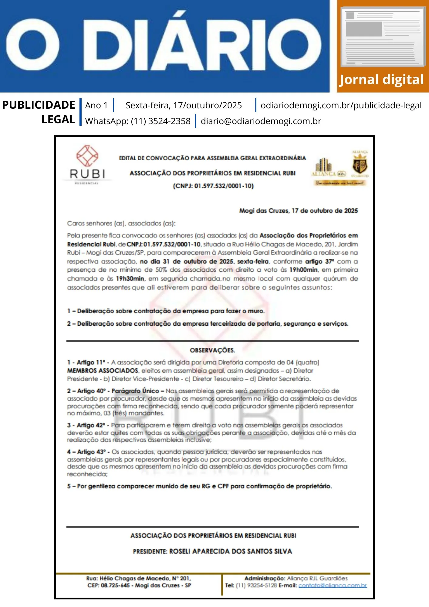 Sexta-feira, 17 de outubro de 2025