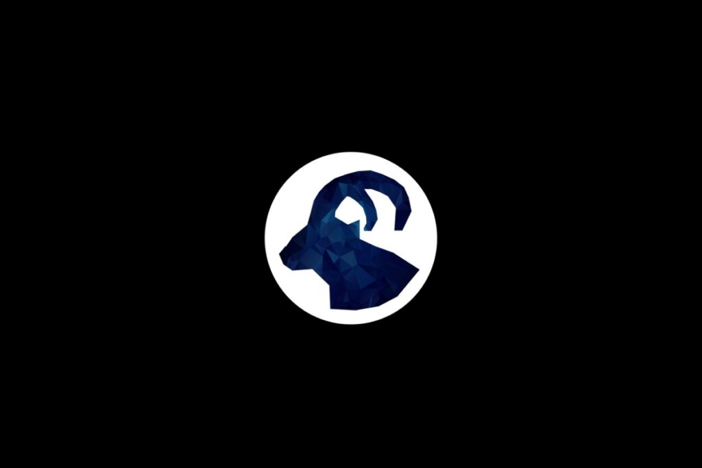 Ilustração do signo de capricórnio azul em um círculo branco