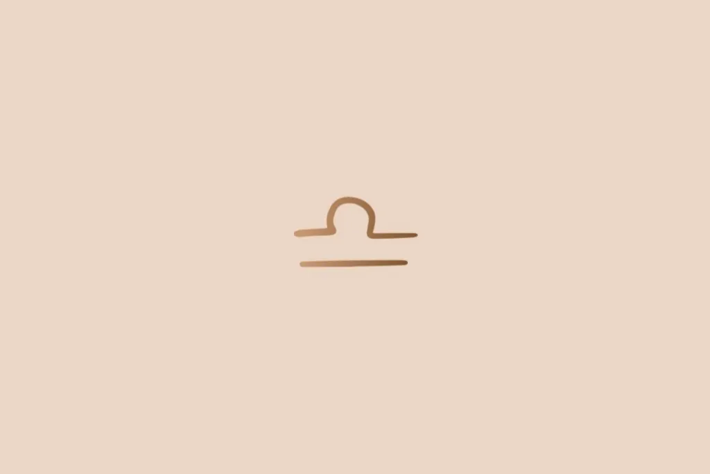 Ilustração do signo de libra na cor marrom em um fundo bege-claro
