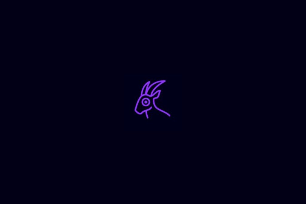 ilustração de um um cabrito roxo representando o signo de capricórnio sobre fundo azul-escuro