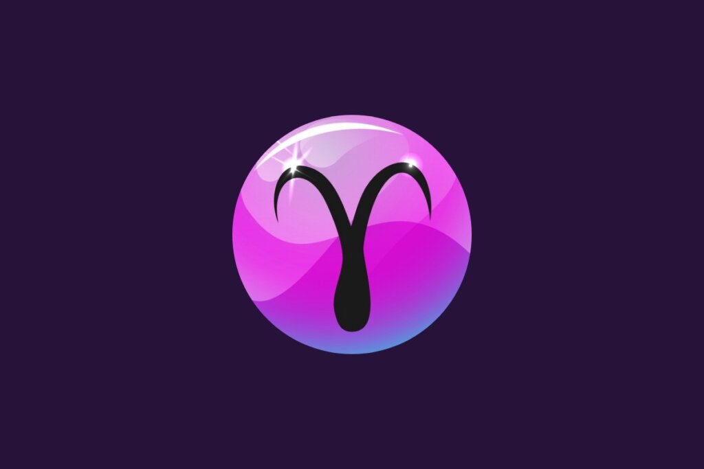 Ilustração do signo de áries em um círculo rosa