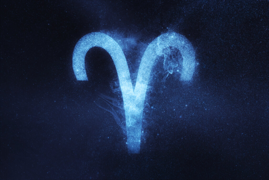 Símbolo do signo de áries em azul