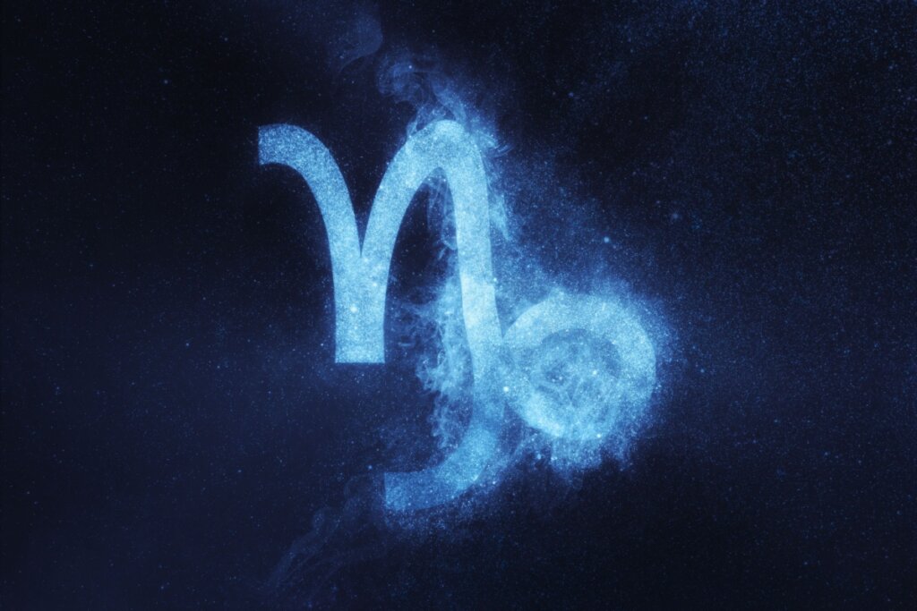 Símbolo do signo de capricórnio em azul