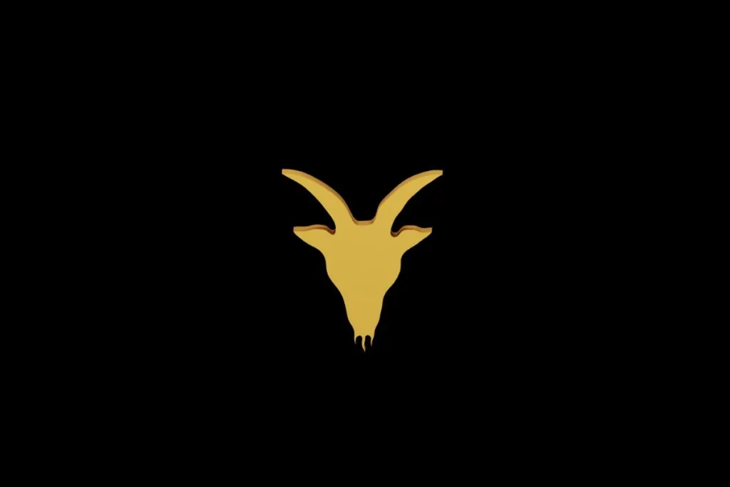 Ilustração do signo de Capricórnio em amarelo em um fundo preto