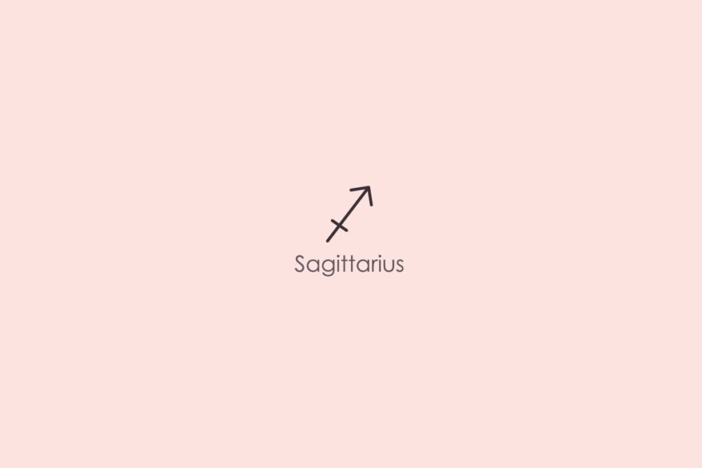 Ilustração do signo de sagitário em um fundo vermelho-claro