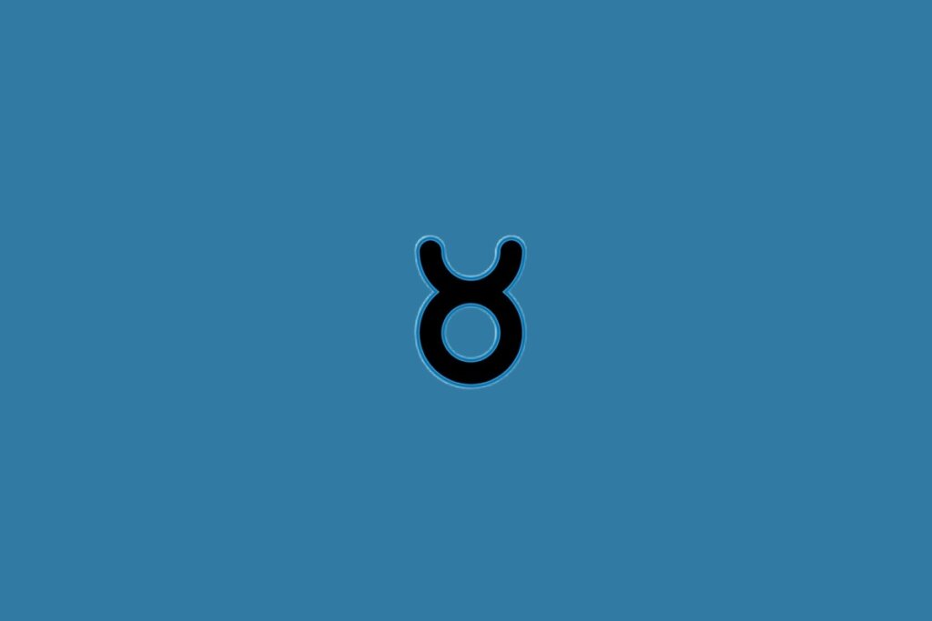 Ilustração do signo de touro na cor preta sobre um fundo azul
