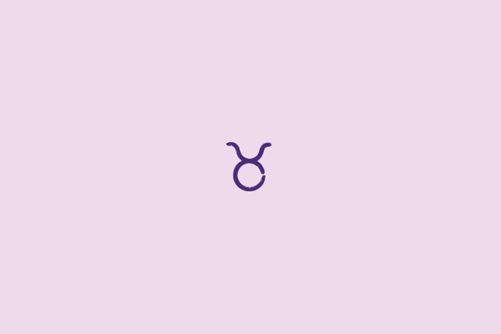 Ilustração do signo de touro em roxo em um fundo roxo-claro