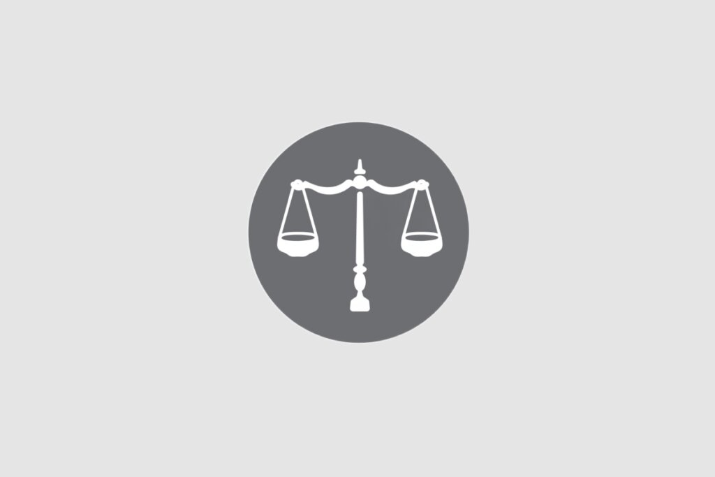 Ilustração do signo de Libra contendo uma balança em fundo cinza-claro